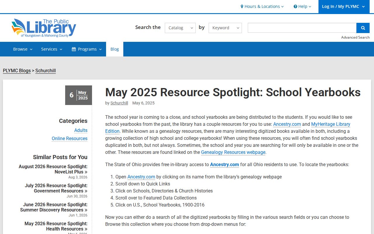 Youngstown city directory companion school yearbook resources