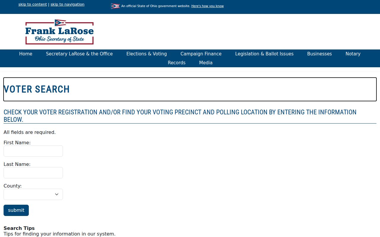 Youngstown residents directory Ohio voter lookup interface