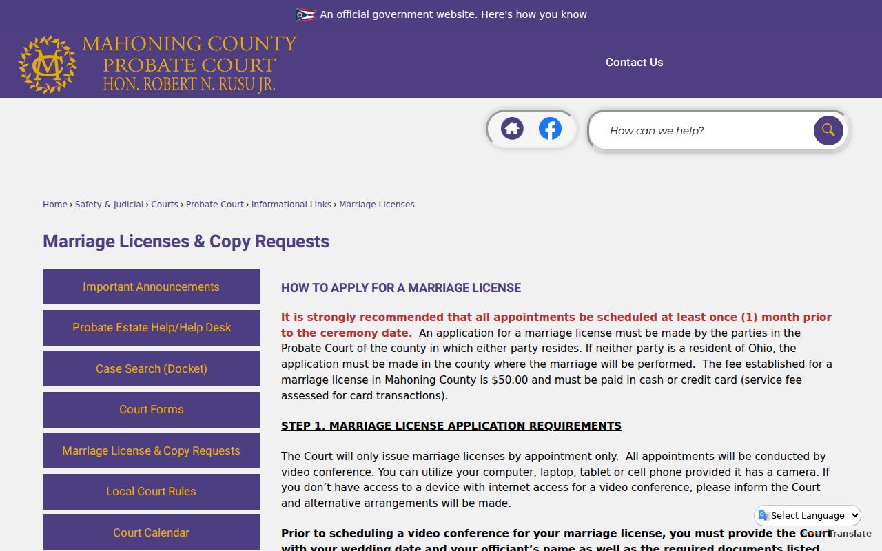 Youngstown previous residents Mahoning marriage record access