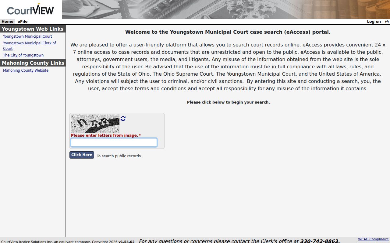 Youngstown resident lookup Municipal Court public case access