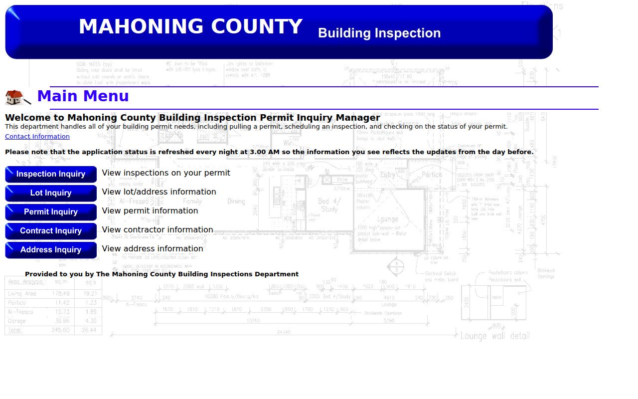 Youngstown street directory County Permit Inquiry Manager