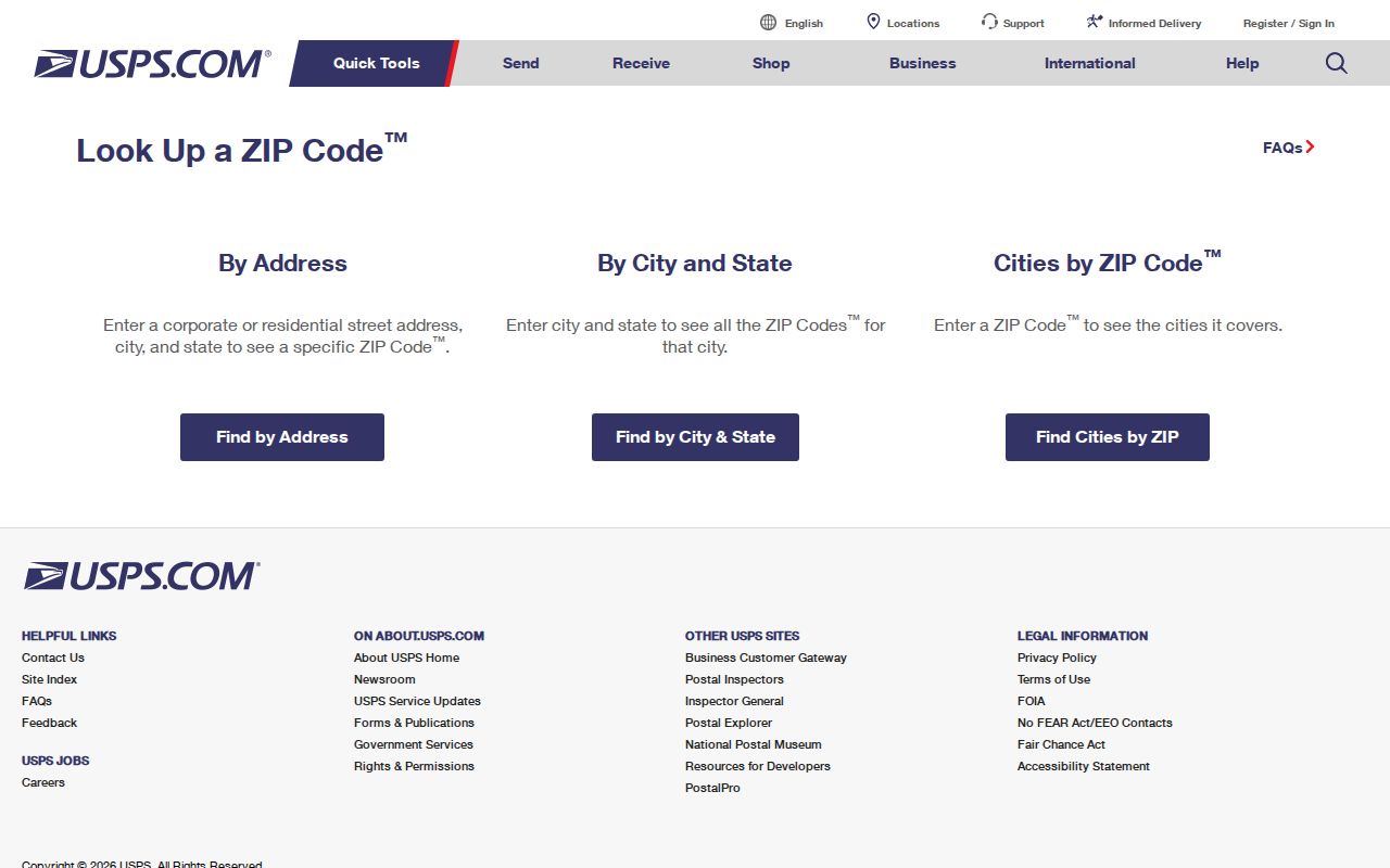 Youngstown ZIP code directory USPS address lookup